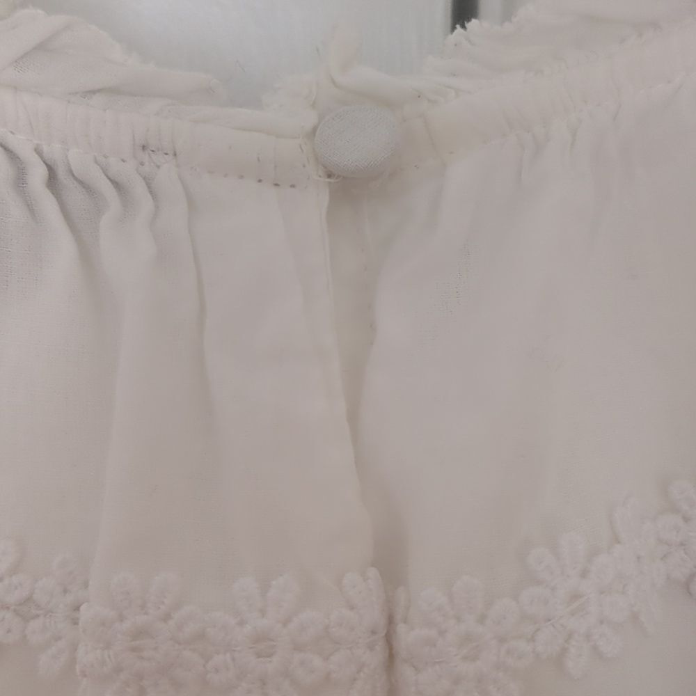 J Crew White Daisy Chain Lace Peplum Ruffle Blouse Boho Chic Size XS Spring Vibe - Picture 8 of 8